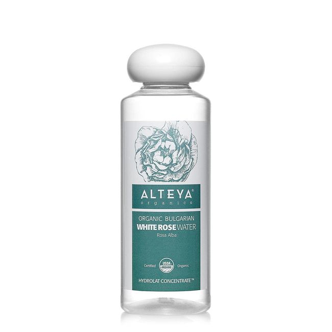 Alteya Organics White Rose Water USDA Certified Organic Facial Toner, 8.5 Fl Oz/250mL Pure Bulgarian Rosa Alba Flower Water,Award-Winning Moisturizer BPA-Free Bottle with Reducer