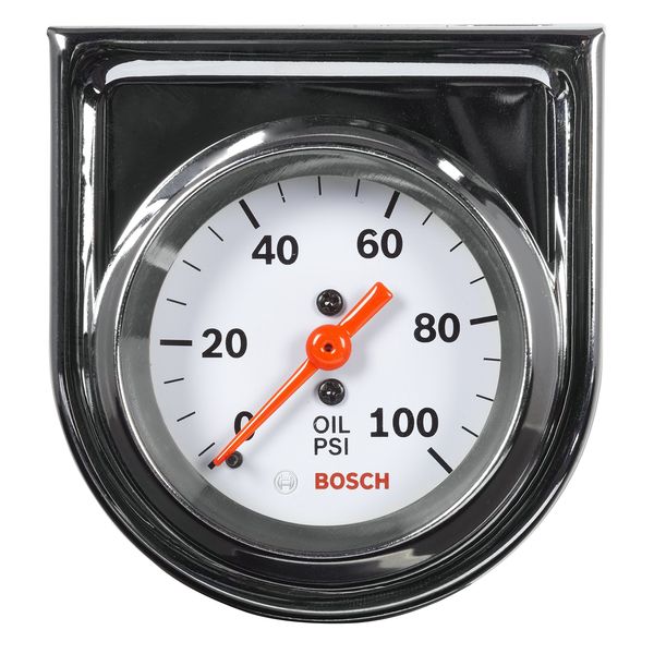 Actron Bosch SP0F000044 Style Line 2" Mechanical Oil Pressure Gauge (White Dial Face, Chrome Bezel)