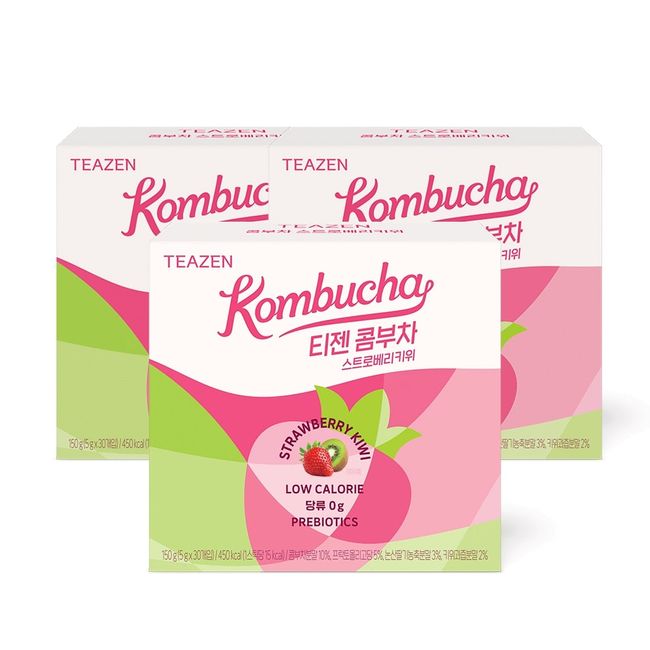 Teazen Kombucha Strawberry Kiwi 30 sticks x 3 boxes