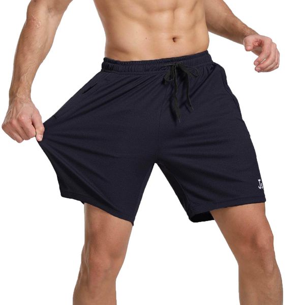 JustSun Kurze Hosen Herren Shorts Sommer Kurz Sporthose Herren Jogginghose Sport Shorts Sweatshorts Trainingshose Laufshorts mit Reissverschluss Blau M