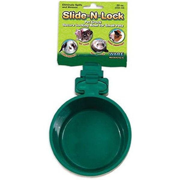 Ware Manufacturing Plastic Slide-N-Lock Crock Pet Bowl for Small Pets, 20 Ounce