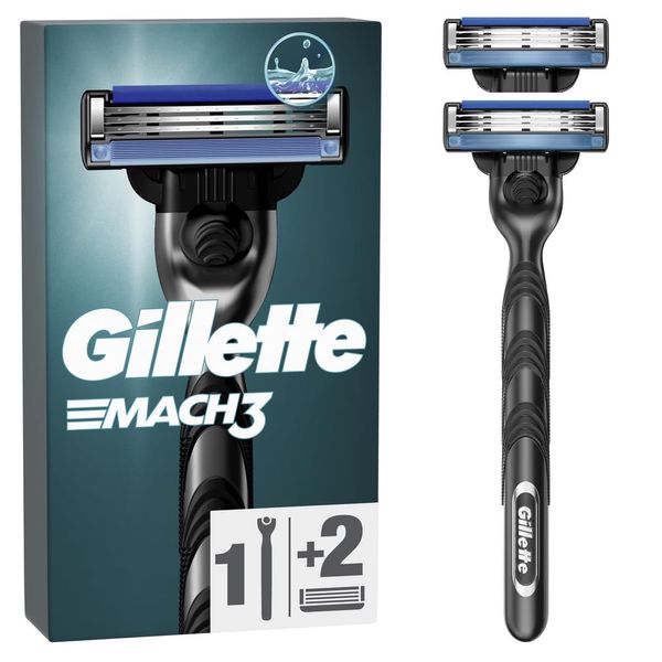 Gillette Mach3 Men's Razor - 2 Blades, Engineered with Precision Cut Steel for Up to 15 Shaves Per Blade