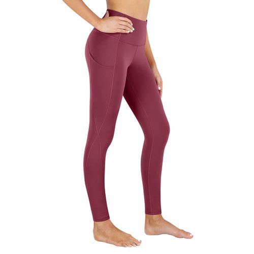 PHISOCKAT High Waist Yoga Pants with Pockets, Tummy Control Yoga Pants for Women, Workout 4 Way Stretch Yoga Leggings (Wine, Medium)