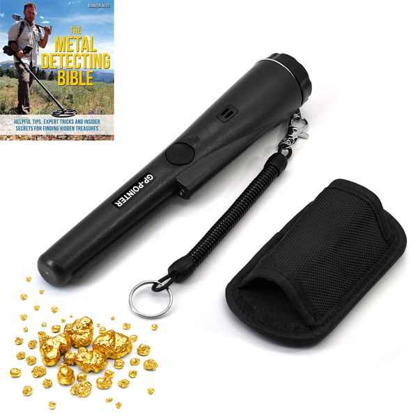 Dinfu Portable-Metal-Detector-Finder-Pinpointer Waterproof Handheld Detector Treasure Probe Detectors with Holster, Pinpointer Detectors Wand for Locating Gold, Coin,Silver (Black)