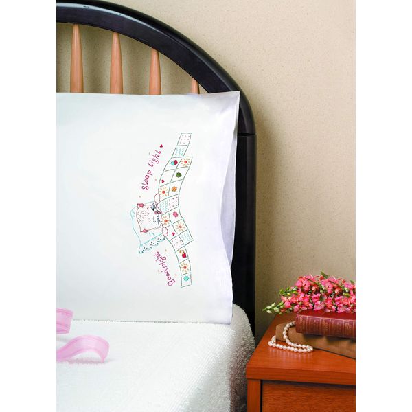 Tobin Stamped Pillowcases Nigh,t 20" x 30" Embroidery Kit, Good Night