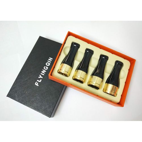 FLYINGQIN 4 Sizes Cigar Nozzle Holder Pure Copper Resin Sculpture Pattern Cigar Pipe Set Bright Silver Gold Vintage Silver (Gold)