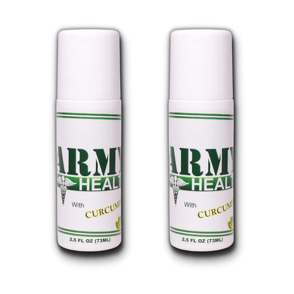 ARMY HEALTH Roll On Pack of 2-100% Natural Turmeric Curcumin - Pain Reliever - Inflammation - Migraine - Pain Neck and BackAche - Joint and Muscle Pain