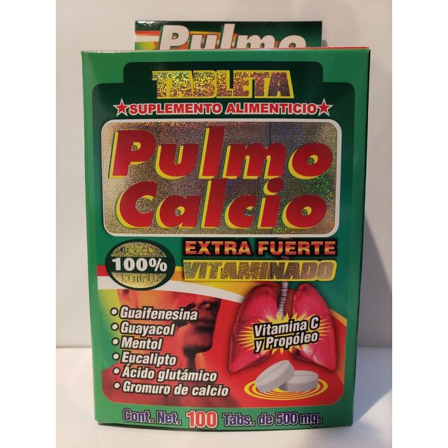 PULMO CALCIO w/ Vitamin C  Eucalipto & Propoleo 100 Tabs Dietary Supplement