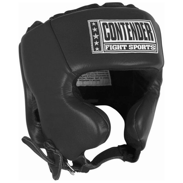 Contender Fight Sports Competition Boxing Headgear with Cheeks , Black , Medium