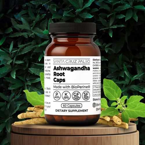 Santa Cruz Paleo Ashwagandha Capsules, 600mg Ashwagandha Root per Capsule, Gluten Free, Keto, Sugar Free, Paleo, Supports Energy, Focus, and Relaxation, BioPerine for Fast Absorption, 60 Capsules