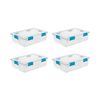 Sterilite 37 Qt Clear Plastic Home Storage Tote Bin with Secure Lids, (4 Pack)