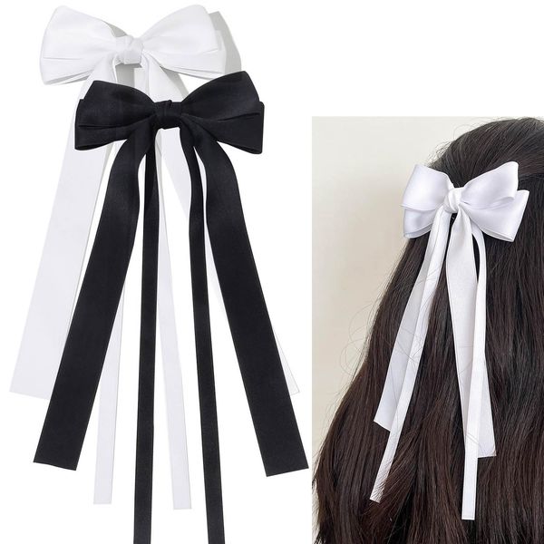 Tassel Ribbon Bow Hair Clips Bowknot Hair Clip 2Pcs Hair Bows Clips for Women Girls Bow Hair Barrette Bow Ribbon Hair Clip Bowknot Hair Ribbons for Women Ribbon Bows Hair Clips