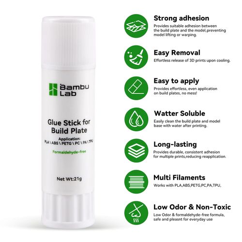 Bambu Lab Orignal 3D Printer Glue Stick, Solid 3D Print Bed Adhesive, Avoid Warping for Printing ABS,PLA,PETG,TPU Filament on Various Build Plate,with Strong Adhesion - 21g