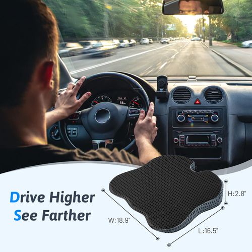 Wedge Car Seat Cushion for Better Visibility & Sciatica Pain Relief - High Density Memory Foam, Non-Slip Ergonomic Car Seat Cushion for Driving, Universal Fit for Car, SUV,Truck & Tractor