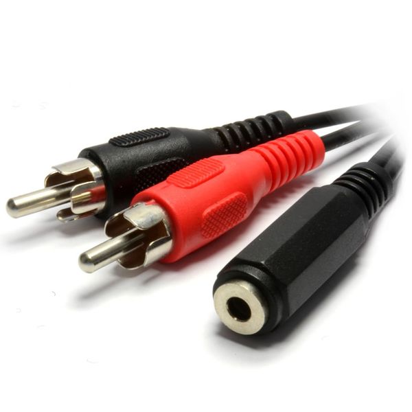 kenable 3.5mm Stereo Jack Socket to Twin Phono RCA Plugs Adapter Cable 2m [2 metres]