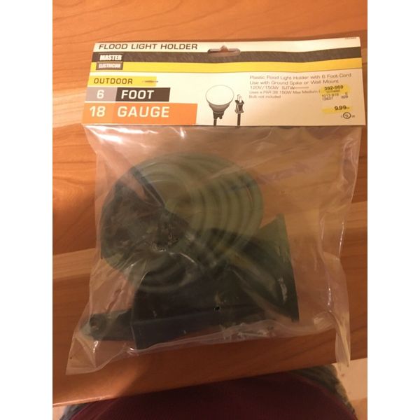 Master Electrician #05706ME Flood Light Holder/6' Cord 18 Gauge