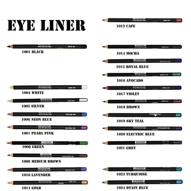 Italia Eyeliner Pencil "PICK 6pcs" Creamy  Vivid Color 7" w/ sharpener