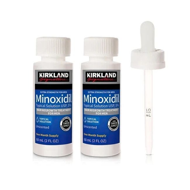 Kirkland Minoxidil 5% Extra Strength Men Hair Regrowth Solution 2 Months+Dropper