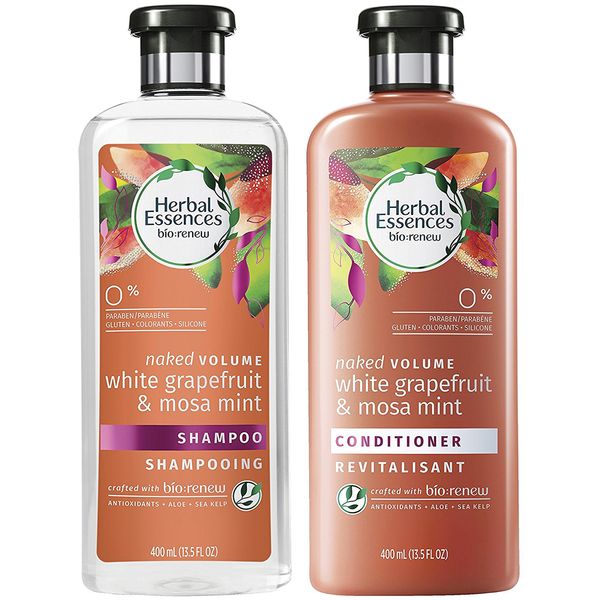 Herbal Essences Bio Renew Haircare - Naked Volume - White Grapefruit & Mosa Mint - Shampoo & Conditioner Set - Net Wt. 13.5 FL OZ (400 mL) Per Bottle - One Set