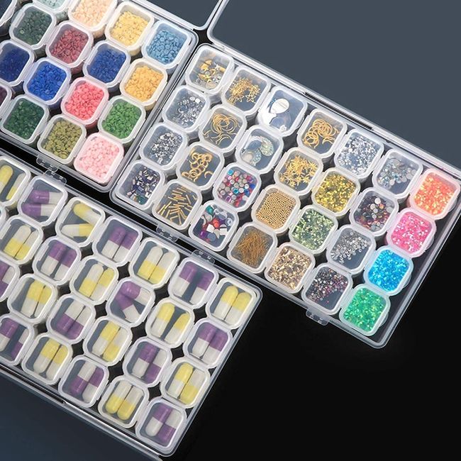 28/56/224 Slot Transparent Plastic Storage Box Diamond Painting