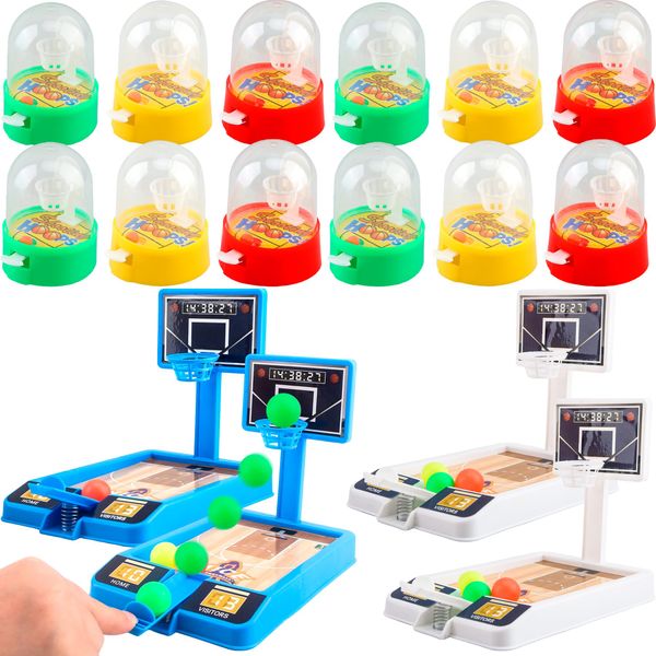 Kugliwa 16 Pack Mini Basketball Game Toys Include 4 Pcs Tabletop Basketball Game Toy and 12 Pcs Mini Finger Handheld Basketball Shooting Games for Office Desk Games Goodie Bag Stuffers