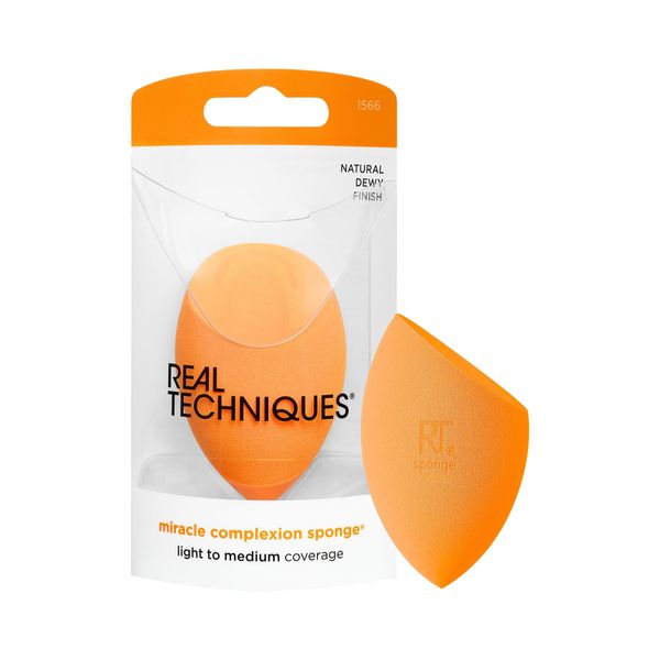 REAL TECHNIQUES Miracle Complexion Makeup Sponge for full cover foundation (Packaging and Colour May Vary) Orange