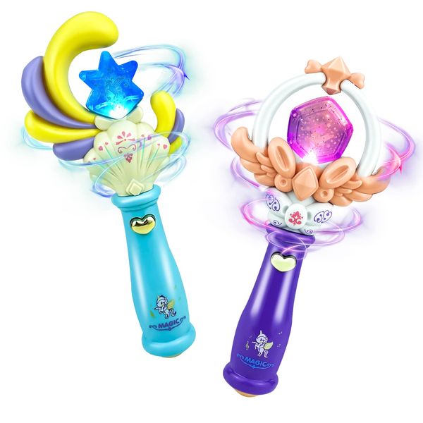 Magic Wand Toy for Girls, Magic Stick, Set of 2, Pretend Princess, Magical Wand, Glowing, Wizard Wand, Princess Accessory, Musical Stick, Includes Voice, Pretend Play, Recitals, Festivals, Festivals,