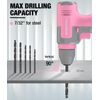 WORKPRO Pink 8V Cordless Electric Drill Driver Set 15pcs Bit 3/8'' Keyless Chuck