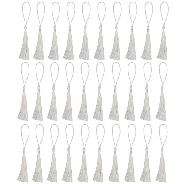 30 PCS Bookmark Tassels, Mini Tassels Silky Tassels for Bookmarks Handmade Bookmark Tassels for Resin DIY Craft Supplies and Home Decor (White)