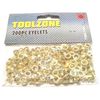 200PC BRASS EYELET SET 8MM DIAMETER / 4MM INNER TOOLZONE PL231