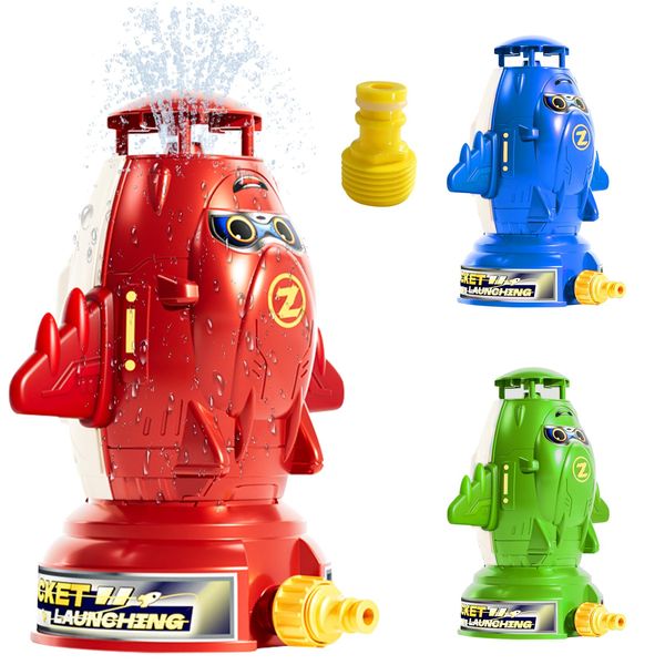 Rocket Sprinkler Water Outdoor - Yard Water Spaceship Toy Launcher Summer Play Splash Rockets Hose Garden for Kids Jet Watering Backyard