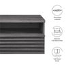Modway Render 1-Drawer Wall-Mount Modern Wood Nightstand in Charcoal
