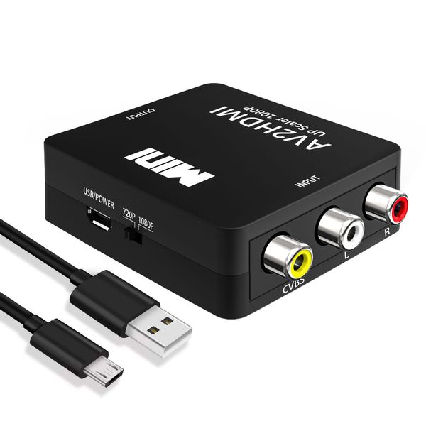 RCA zu HDMI Adapter AV zu HDMI Converter - 1080P Mini RCA Composite CVBS Video Audio Konverter Adapter mit PAL/NTSC, HDMI zu AV&RCA Konverter für TV/PC/STB/Xbox VHS/VCR/DVD/PS3/PS2/PS1