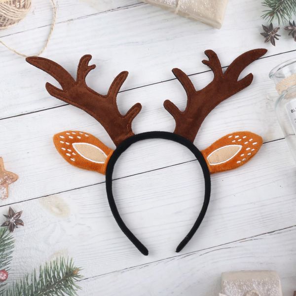 WLYIIC Christmas Elk Antlers Headband-Women's Fawn Horn Headband Cute Elk Antlers Ears Costume Hair Accessories Christmas Elk Headbands Cosplay Costume Party Favors Supplies