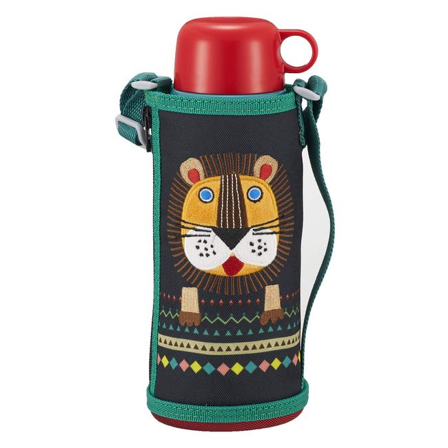 TIGER MBR-C08GKL Tiger Water Bottle, 28.7 fl oz (800 ml), Direct Drinking Cup, 2-Way Stainless Steel Bottle with Pouch, Sahara Korobkuru Lion