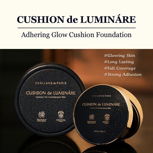 [CHALLANS de PARIS] CUSHION de LUMINÁRE Cream Foundation, Radiant, Flawless Coverage of Skin Imperfections and Uneven Skin Tone, Long-Lasting Wear, Suitable for All Skin Types (21 Bright Ivory)
