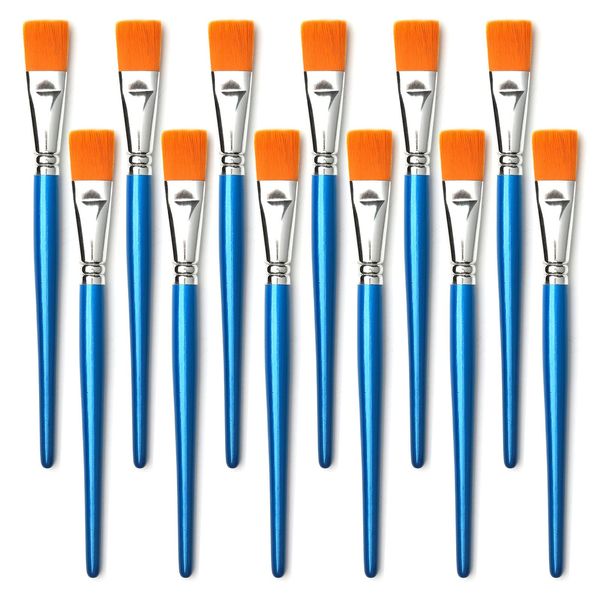 Artbud 24mm Flache acryl Pinsel, 12 StüCk Pinselset Acrylfarben KüNstlerpinsel Paint Brush Set für Acryl, Ölgemälde, Gouache und Tempera Malerei