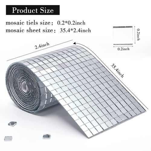PP OPOUNT 2160 PCS Disco Ball Tiles, Self-Adhesive Mirror Tiles for Crafts, Small Mirror Mosaics Tiles for Indoor Decoration, DIY Disco Balls, Vases, Cups, Photo Frames (5 x 5 mm)