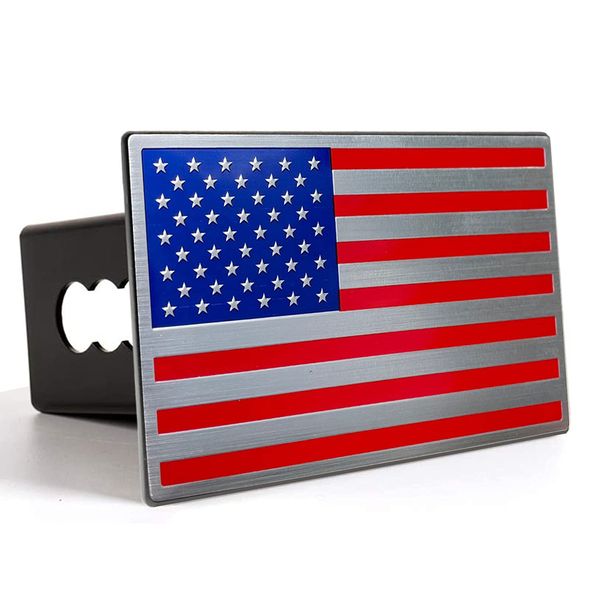 American Flag Metal Trailer Hitch Cover for 2 inch Receivers