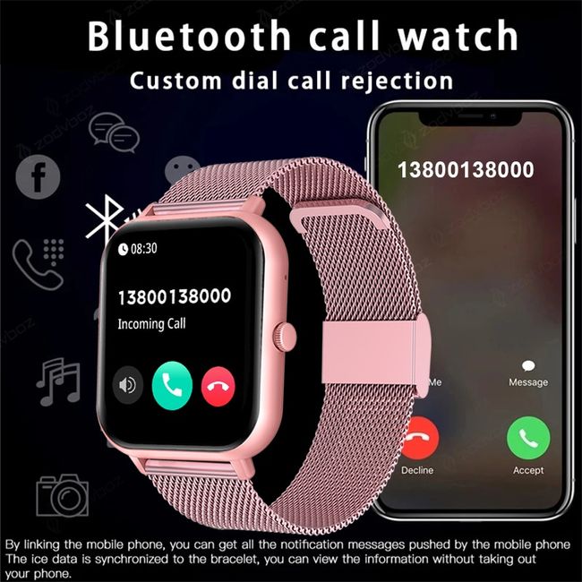 Xiaomi Call Smart Watch Women Custom Dial Smartwatch For Android IOS  Waterproof Bluetooth Music Watches Full Touch Clock