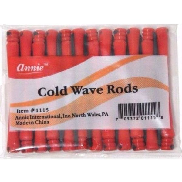 Annie Short Cold Wave Rods with Rubber Band #1115, 12 Count Red 1/10 Inch (2 Pack)