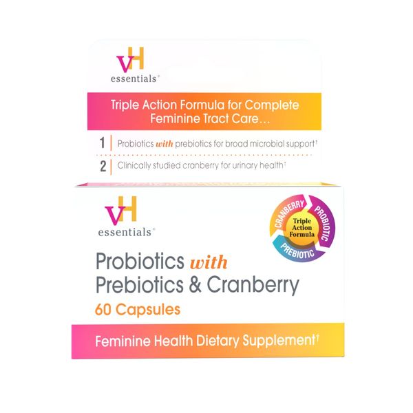 vH essentials Probiotics with Prebiotics and Cranberry Feminine Health Supplement - 60 Capsules