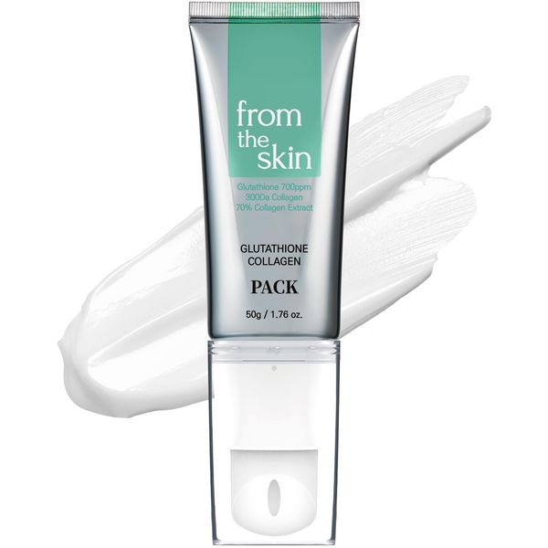 FROM THE SKIN Glutathione Collagen Peel Off Mask - Anti Aging Korean Face Mask, Face Lift, Radiance Boost, Reduces Wrinkles - Built-in Silicone Spatula, 700ppm Glutathione & 300 Da Collagen, 1.76 oz.