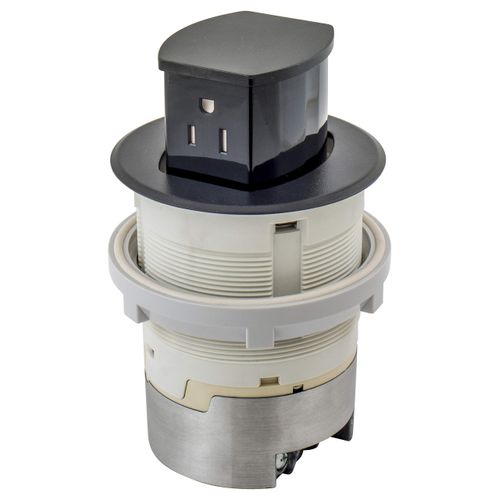Bryant Electric RCT200BK 15A 125V Tamper Resistant Pop-Up Countertop Receptacle Surface Mount, 15 Amp, Powder Coated Black