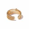 Jewlure Gold Coloured Beaded Ring With Oval Cut Crystals, Size Adjustable