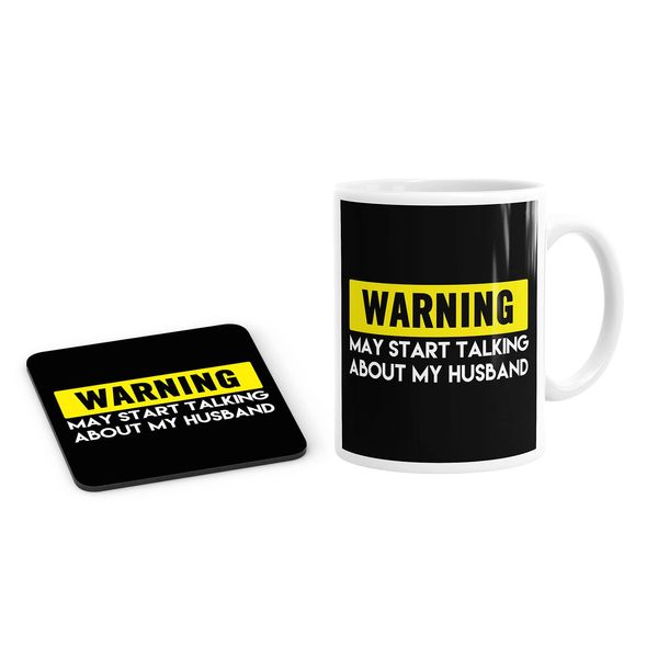 Daytripper Warning May Start Talking About Husband Kitchen Mug and Coaster Set Gift Coffee Tea Cup