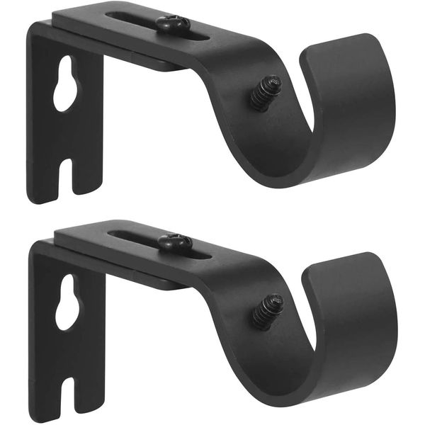 Anndason Heavy Duty Adjustable Curtain Rod Brackets Rod Holders Curtain Rod Holders for 3/4 or 5/8 Inch Rod, (2 PCS, Black)