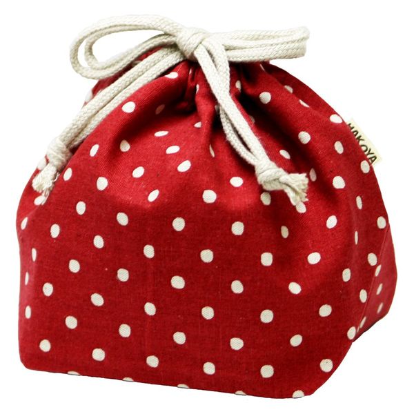 Pouch with drawstring for Bento Box Dot Pattern, Red