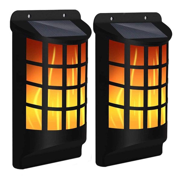 Solalite Solar Wall Lights, LED Torch with Flickering Flame 60 LED Waterproof Outdoor Solar Lamp for Garden, Landscape, Halloween Pathway, Patio, Balcony Deck Yard (2 Pack)