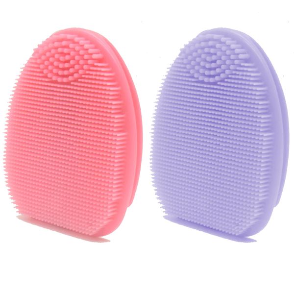 YEADMAL 2-Teilig Gesichtsbürste Silikon Gesichtsreinigungsbürste Silicone Face Scrubber Gesichtsreinigungsbürste Weich Gesichts Bürste für Frauen (Rosa + Lila)